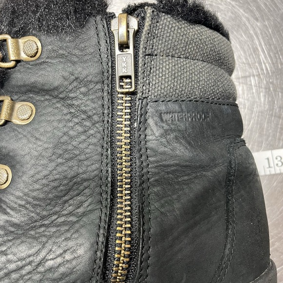 Sperry Shoes Women's 8 Top-Sider Black Leather Wedge‎ Faux Fur Wedges - Picture 5 of 7